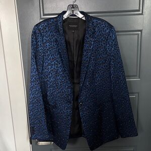 Women’s Blue Leopard Print Blazer